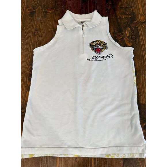 Ed Hardy Tiger Shirt White Christian Audigier Y2K Vintage Embroidered - Picture 2 of 10